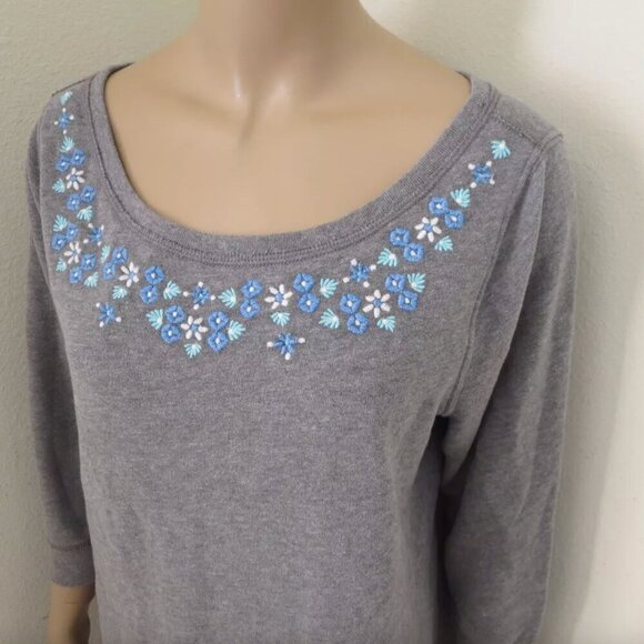 NWT Hollister Womens Embriodered Sweater Size Large Top Shirt Sweatshirt Gray - Picture 3 of 4